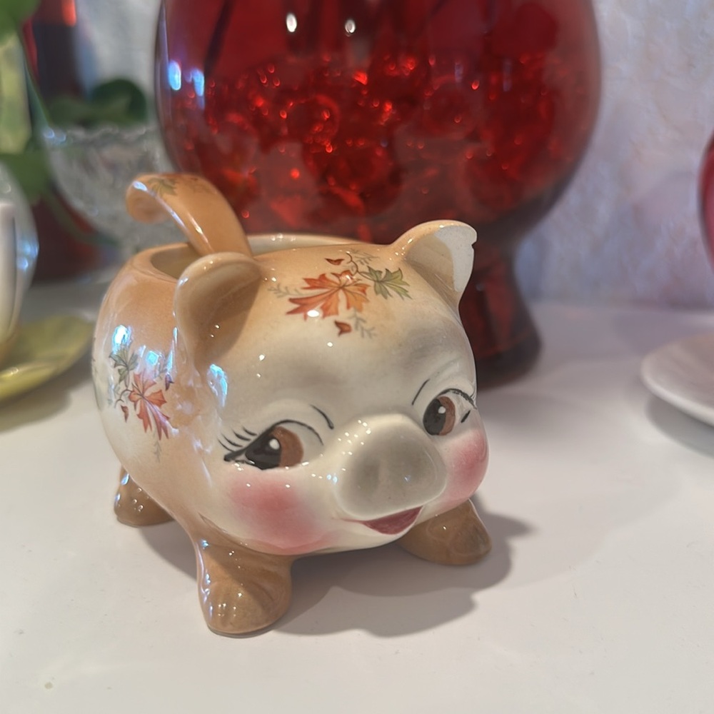 Adorable little vintage ceramic piggy  used for relish or dressings server